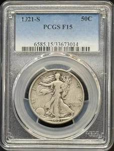 1921 S Walking Liberty Half PCGS F-15 - Picture 1 of 2