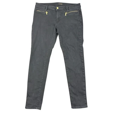 Pantalones de mezclilla Michael Kors negros ajustados elásticos tiro medio dorados bolsillos con cremallera para mujer 12 Foto 1 de 4