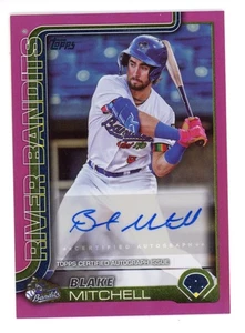 2025 TOPPS PRO DEBUT FUCHSIA FOIL AUTO BLAKE MITCHELL 166/199 RIVER BANDITS - Picture 1 of 1