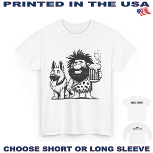 Camiseta DigiPups Perro Pastor Alemán Mejor Amigo Hombre de las Cavernas Cueva Divertida Dibujos Animados - Imagen 1 de 5