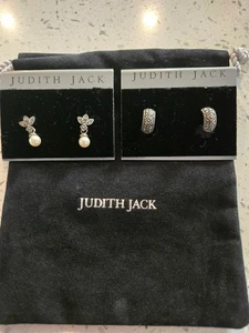 2 Paar Judith Jack 925 Sterling Silber Markasiten Ohrringe Neu mit Tasche - Bild 1 von 5