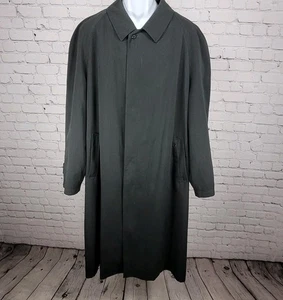 Sanyo Charcoal Grey Buttoned Wool Breath Thermo Lining Long Trench Coat Size 42R - Picture 1 of 18
