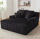 53.5”W Oversized Chaise Lounge Boneless Couch, 4 Pillows Cozy SoftArm No Assemb