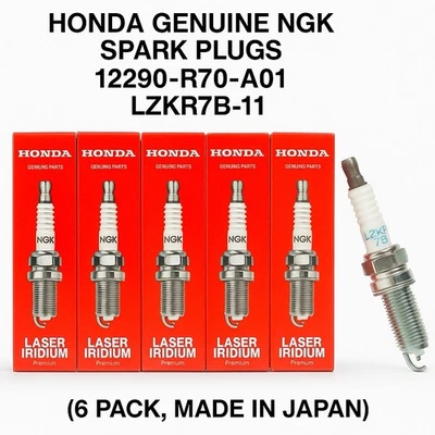 Honda Genuine NGK Spark Plugs 12290-R70-A01 LZKR7B-11 (6 Pack, Made in Japan) - Image 1 of 4