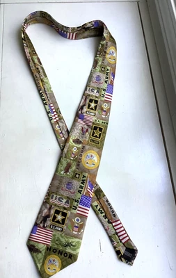 100% silk tie USA US ARMY Freedom Honor Loyalty Eagle’s Wings for ARMY veteran - Image 1 of 4
