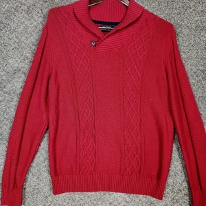 Suéter Pescador Tejido con Cable Pescado Nautica Para Hombres M Rojo Cuello 100% Algodón Nuevo sin Etiquetas  - Imagen 1 de 17