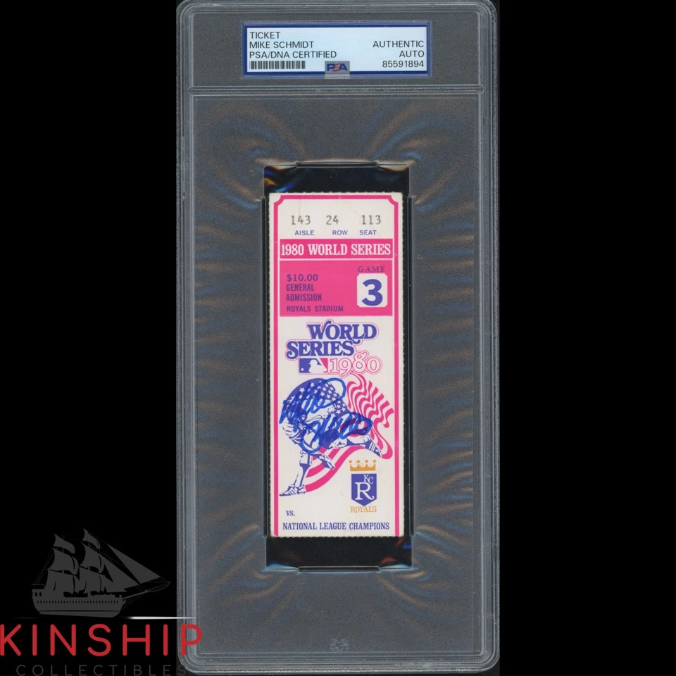 Mike Schmidt signed 1980 World Series Ticket PSA DNA Slab Phillies Auto C5261 - Image 1 of 1