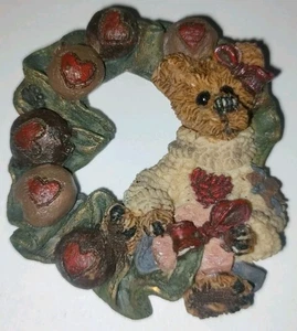 Broche broche corona oso de peluche vintage retazos corazón de campo antropomórfico - Imagen 1 de 5