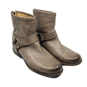 Frye Leather Boots Womens 6B Philip Harness Ankle Moto Rider Boots Gray - Picture 1 of 14