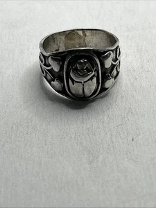 Anillo Escarabajo Escarabajo Renacimiento Egipcio Plata Esterlina Vintage Talla 8, 925 - Imagen 1 de 7