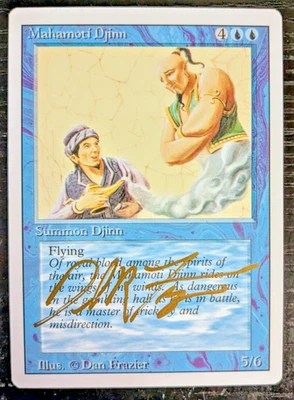 MTG REVISED RARE 1994 Mahamoti Djinn SIGNED IN GOLD BY DAN FRAZIER - Image 1 of 2