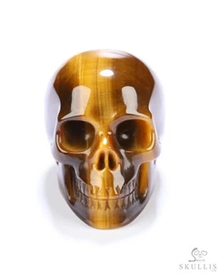 1.5" Gold Tiger's Eye Hand Carved Crystal Skull, Realistic, Crystal Healing - Picture 1 of 8