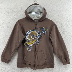 Vintage OP Ocean Pacific Boys Sz 2XL 18 Brown Zip Up Hooded Sweatshirt - Picture 1 of 10