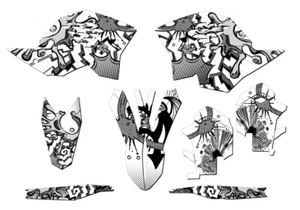 2008-2011 EXC ZANY White Senge Graphics Kit Compatible with KTM - Foto 1 di 10