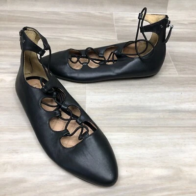 UGG AUSTRALIA LORIANNA BLACK LEATHER LACE FLATS SIZE 7 US MINT COND - Image 1 of 4