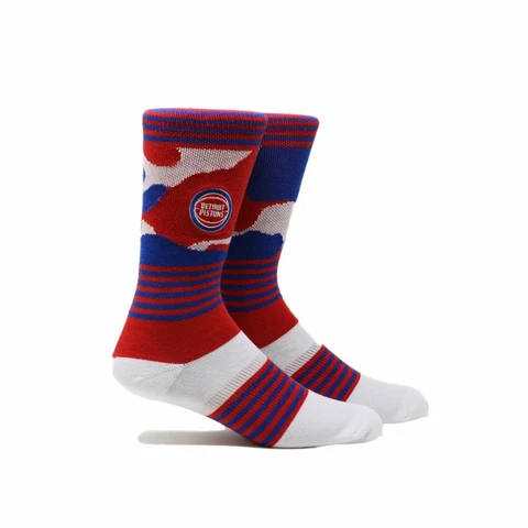NBA PKWY Detroit Pistons Camo Crew Socks 1pk, Medium Red, White & Blue New Cover