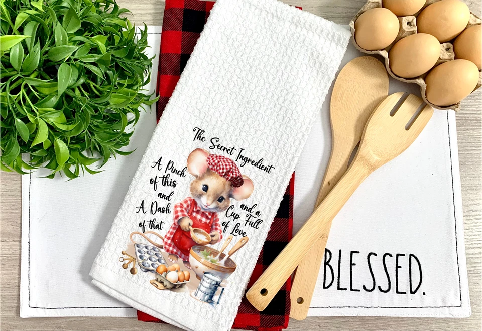 Mouse Baker, Waffle Weave Dish/Tea Towel, Micro Fiber, 16x24" (T79) - Image 1 of 1