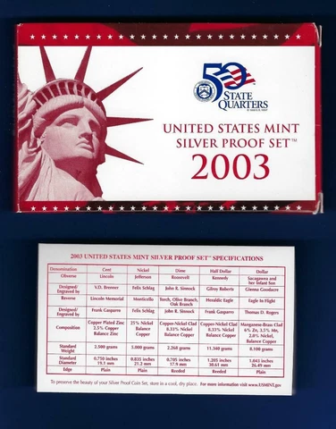 2003 Silver Proof ERROR COA  and Box ONLY-NO COINS - Box/ERROR COA Cover
