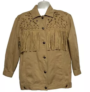 Vintage IB Diffusion Blazer Womens 6 Retro Western Fringe Jacket 90s - Picture 1 of 5