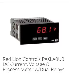 Red Lion Controls PAXLA0U0 DC Current Voltage & Process Meter w/Dual Relays - Picture 1 of 3
