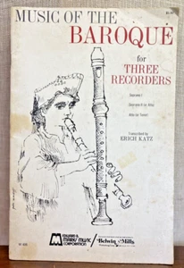 Vintage 1965 "Music of the Baroque for Three Recorders" Book by Edward B. Marks - Picture 1 of 5