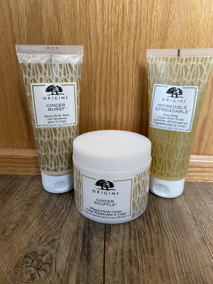 Origins *Set*Of*Three* Ginger Soufflé Cream • Body Scrub • Body Wash (open) - Image 1 of 4