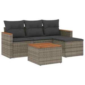 5-Piece Garden Sofa Set Outdoor Patio Wicker Lounge Cushions Chairs Furniture - Picture 1 of 5