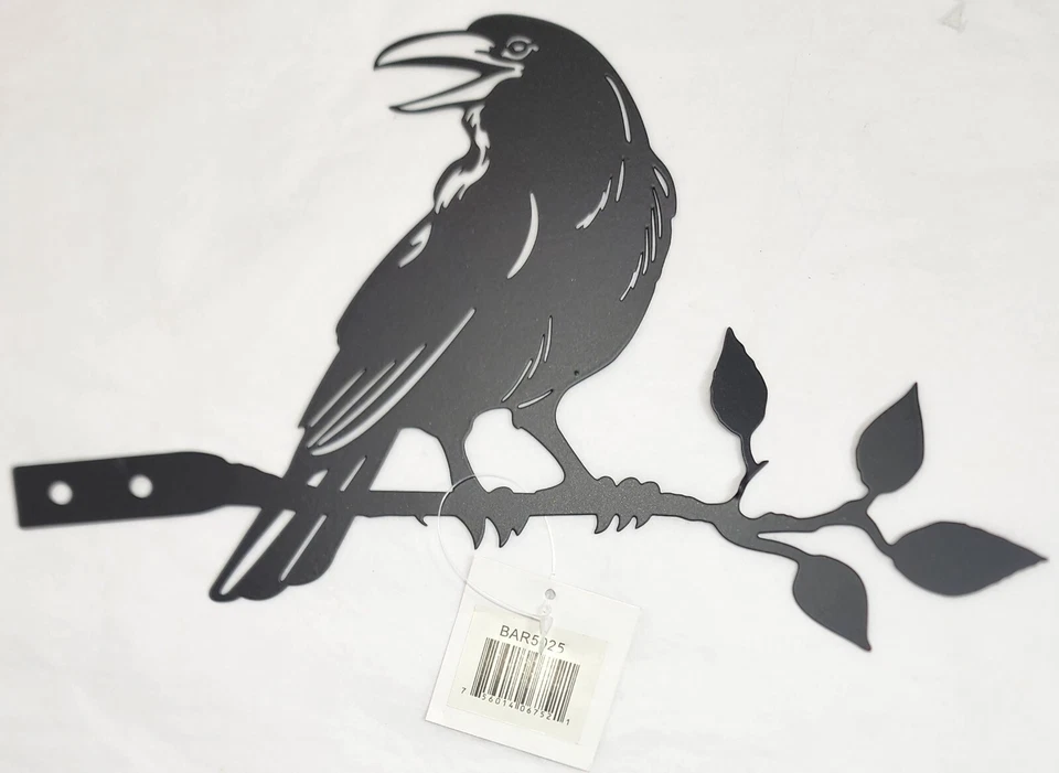 New Crow Metal Art Yard Garden Sculpture Silhouette Art Garden/Mailbox /Post - Image 1 of 1