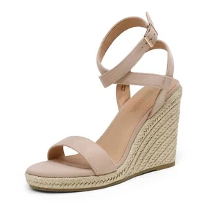 DREAM PAIRS Open Toe Platform Sandals Buckle Ankle Strap Stylish Wedges Sandals - Picture 1 of 6