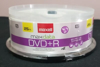 Maxell Verbatim DVD -R Data Video DVD +R 25 30 100 Pk 4.7 GB 16x 120 minutes NEW - Image 1 of 4