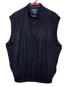 FootJoy Mens L Sleeveless Windbreaker Jacket Vest Pullover 1/4 Snap Black - Picture 1 of 5
