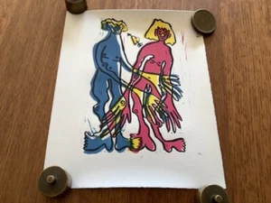 Original Print: LOVE pink & blue - hand made - Picture 1 of 3