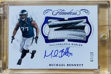 Michael Bennett 2018 Panini Flawless Patch Auto SICK PATCH!!! #d 7/10! EAGLES🔥