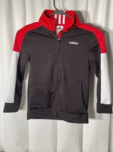 Adidas Youth Windbreaker Light Track Jacket• Boys Size 7•Red/Black/White - Picture 1 of 7