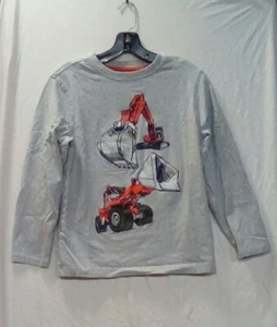 Gymboree Boys SZ 12 Gray T-Shirt Long Sleeve Orange Diggers New Without Tags - Picture 1 of 10