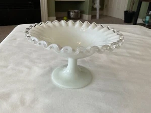 Fenton Silber Wappen Milch Glas Sockel Kompott Süßigkeiten Geschirr Schüssel 3,75"" - Bild 1 von 3