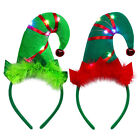 Unisex Christmas LED Costume Stockings Elf Shoes Set Props 3Pcs Adult Hairband