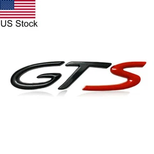 Glossy Black & Red GTS Letter Emblem Rear Trunk Boot Decal Badge - Picture 1 of 3