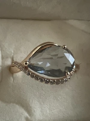 Novo anel feminino 585RG 14k folheado a ouro rosa pedra cinza zircão natural tamanho 8 - Imagem 1 de 3