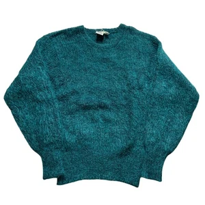 Vintage Kinder Mohair/Wollmischung Pullover blau grün türkis Langarm Gr. M JG Haken - Bild 1 von 6