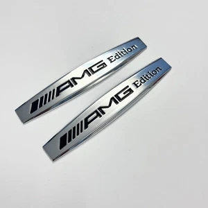 2 pezzi For AMG Edition Corporation 3D emblema auto adesivo badge argento - Foto 1 di 7