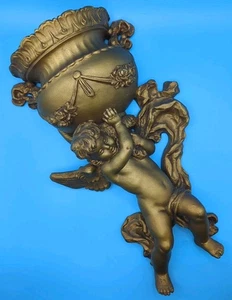 Vintage Universal Statuary Corp. Gold Cherub #177 Wall Decor - 1975 - Picture 1 of 3
