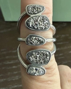 Marcia Moran Marlo Multi Stone Ring Titanium Druzy With Rhodium Size 7 $237 - Picture 1 of 8
