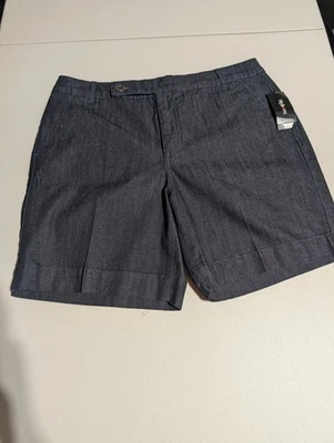 NWT Style&Co Women's 12 Black Mid Rise Tummy Control Bermuda Denim Shorts - Image 1 of 4