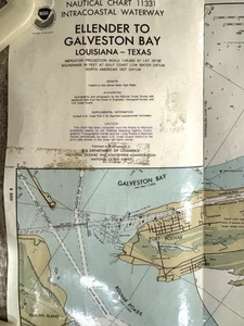 Nautical Chart Ellender, LA To Galveston Bay, TX Gulf Map 1981 Wall Size 58x15 - Picture 1 of 7