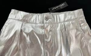 😎NWT~Papermoon~90s Retro Silver Cargo Leg Pants~Size M~Super Soft! - Picture 1 of 11