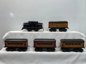 American Flyer Prewar Tinplate Black 1201 Electric Engine 4-Car Passenger Set - Picture 1 of 24