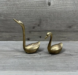 Vintage Paar Mid Century Deko massiv Messing Schwan Ente Gänse Figuren MCM - Bild 1 von 15