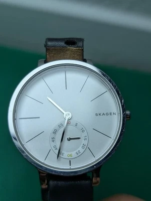 Skagen hagen  Women's SKW2435 Hagen 34mm White Dial Black Leather Strap Watch  - Image 1 of 4