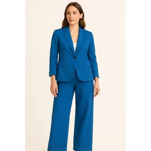 J. Crew 2-teiliges Anzug Set Blazer Jacke weites Bein Anzughose Größe 2 Petite Blue - Bild 1 von 14